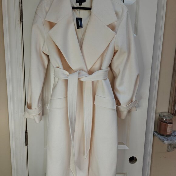 Express Belted Wrap Front Coat, Swan (Ivory-Off-White), Large(NWT) - Picture 16 of 16